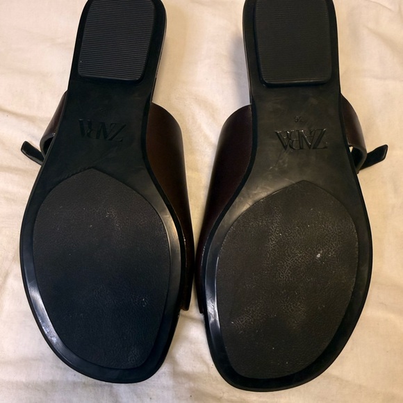 Zara Brown Leather Sandals - Picture 3 of 3